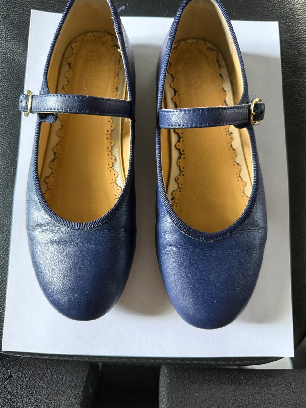 Mini Boden leather Navy Mary Jane Flats with Buckle Strap